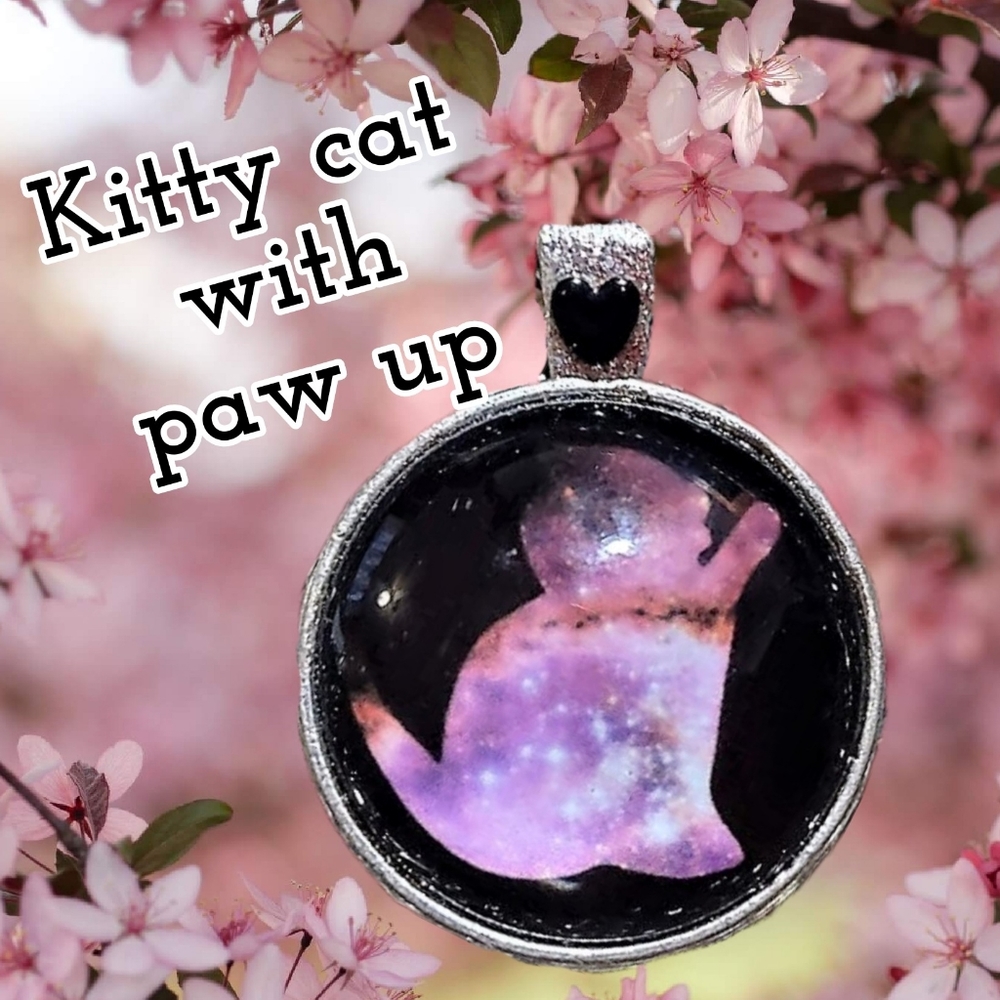 Galaxy Pink Kitty Cabochon Pendant